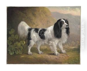 A Black And White English Springer Spaniel In A Landscape by Sawrey Gilpin