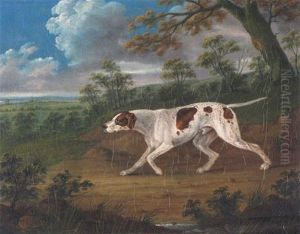 A Pointer In A Wooded Landscape by Sawrey Gilpin
