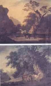 Horses In A River Landscape Horses In A River Landscape