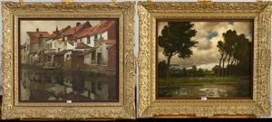 Bords De Canal Animes A Malines; Paysage A L"etang (2 Works) by Victor Olivier Gilsoul