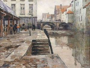 Coin De Marche A Poissons A Malines by Victor Olivier Gilsoul