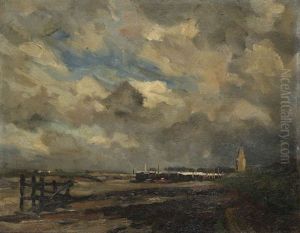 Estacades Au Bord De La Rive Avec Clocher D"eglise