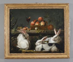 Natura In Posa Con Pesche E Conigli by Jean Jacques Bachelier