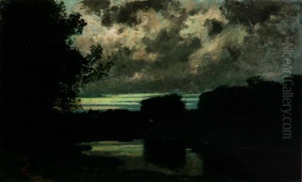 Sunset Over Pond And Chateau - view 1