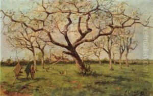 Obstgarten Mit Leiterwagen by Victor Olivier Gilsoul