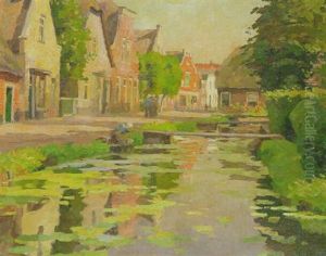 A Sunlit Lane Along A Canal