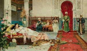 Scene De Harem Dans Un Palais Andalou Harem Scene In An Andalusian Palace by Juan Gimenez y Martin