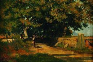 Paysage De Campagne Au Landeron by Auguste Bachelin