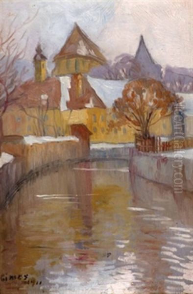 Schlossanlage Am Kanal Im Winter - view 1