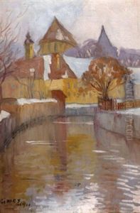 Schlossanlage Am Kanal Im Winter by Lajos Gimes