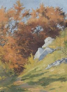 Herbstliche Wegpartie. by Auguste Bachelin