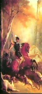 The Boar Hunt by Louis Eugene Ginain