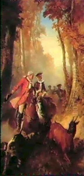 A Hunting Scene In Eighteenth Century Costume - view 1