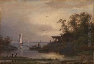 Fisherman In The Harbour by Aleksandr Vasil'evich Gine