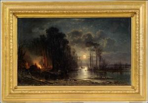 Moonlit Landscape With Men By The Fire