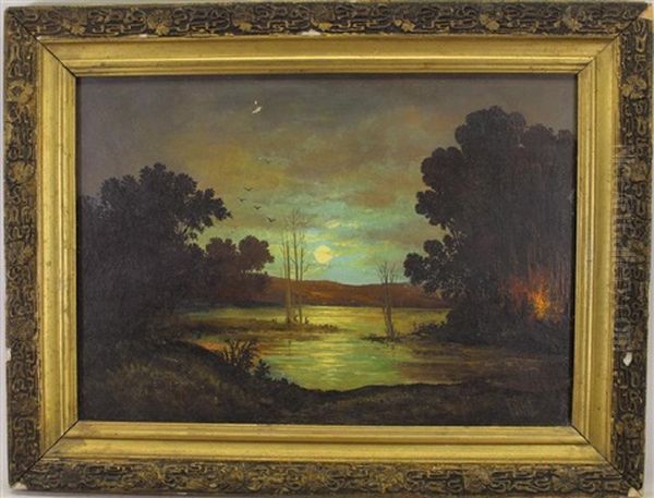 Painting Of A Moonlit Encampment Scene - view 1