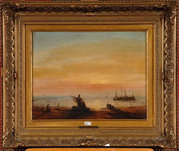 Le Retour Des Pecheurs Au Coucher Du Soleil - view 1
