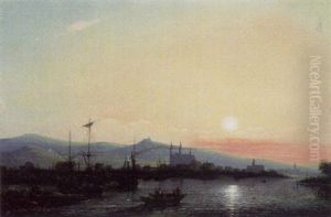 Geisenheim Am Rhein Bei Sonnenuntergang, Mit Blick Auf Johannisberg by Jacques Van Gingelen