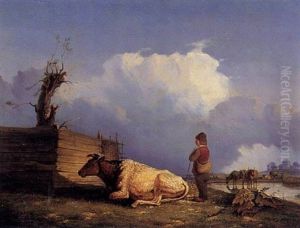 Landskab Med Hyrdedreng Og Kvaeg by Jacques Van Gingelen