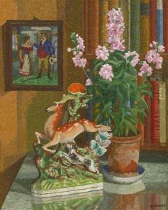 Still Life With A Staffordshire Ornament Of A Deer