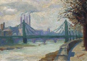 Battersea Power Station From Chelsea Embankment by Charles Ginner