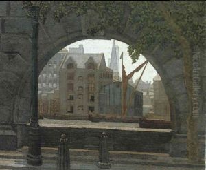 Barges On The Thames by Charles Ginner