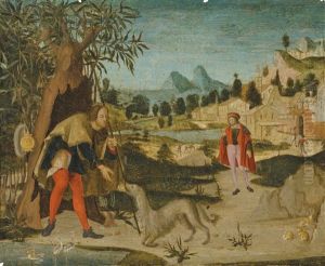 Saint Roch In A Landscape, A Town Beyond by Niccolo II Giolfino