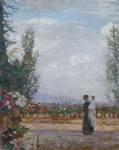 Donna Con Bambino Sulla Terrazza by Francesco Gioli
