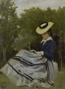 Signora In Giardino (signora Che Legge) by Francesco Gioli