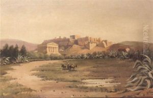 A View Of The Theseum With The Acropolis Beyond, Athens by Luigi Gioli