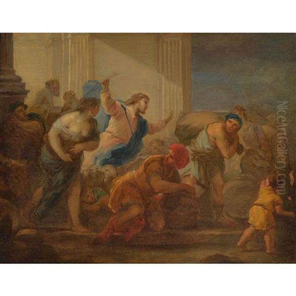 A Sketch For Christ Driving The Moneychangers From The Temple - view 1