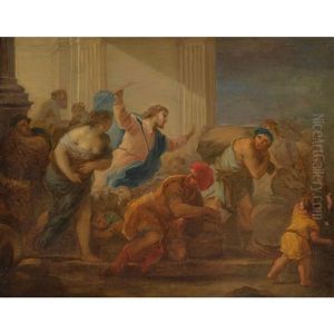 A Sketch For Christ Driving The Moneychangers From The Temple by Luca Giordano