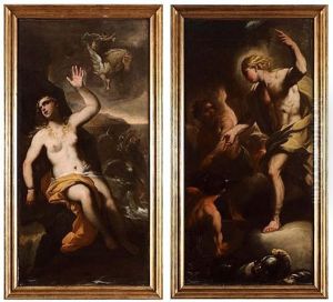 Andromeda And Perseus - Apollo In The Forge Of Vulcanus by Luca Giordano