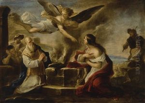 The Sacrifice Of Manoah by Luca Giordano