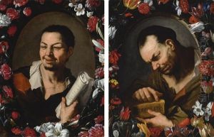 Democritus And Heraclitus: A Pair by Luca Giordano