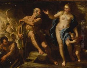 Venus At Vulcan's Forge by Luca Giordano
