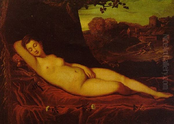 Venus Reclining In An Extensive Wooded Landscape - view 1