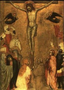 Crucifixion With The Virgin, The Holy Women, Sts. And Roman Soldiers by (Giovanni di Jacopo di Guido da Giovanni da Milano