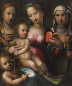 The Madonna And Child With Saints Anne, Catherine And The Infant John The Baptist by Giorgio Di Giovanni