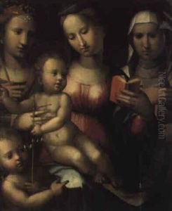 Madonna Col Bambino E I Santi Giovannino, Anna E Caterina by Giorgio Di Giovanni