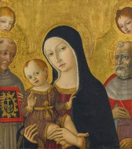 The Madonna And Child With Saints Bernardino Of Siena And Jerome, Behind Them Two Angels (collab. W/studio)