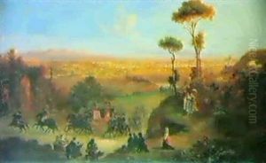 Veduta Di Roma Con Corteo Di Pio Ix by Vincenzo Giovannini