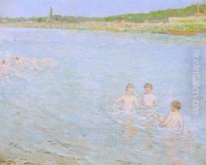 Baignade A Pontoise by Leon Giran-Max