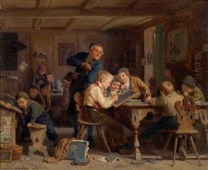 The Caricature Of The Schoolmaster by Edouard-Henri Girardet