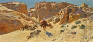 A Desert Caravan by Eugene Alexis Girardet