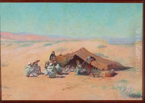 Bedoins Dans Le Desert by Eugene Alexis Girardet