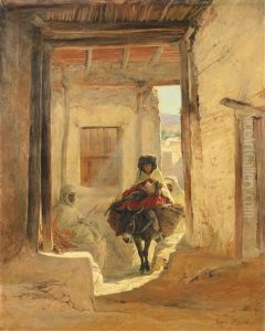 Passage A Bou Saada by Eugene Alexis Girardet