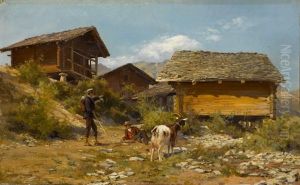 Sommertag Auf Einer Walliser Alp by Eugene Alexis Girardet