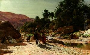 L'oued De Bou Saada by Eugene Alexis Girardet