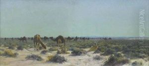 Beduinen Mit Kamelherde by Eugene Alexis Girardet